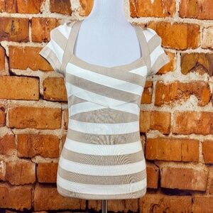 White House Black Market Striped banded top Size S